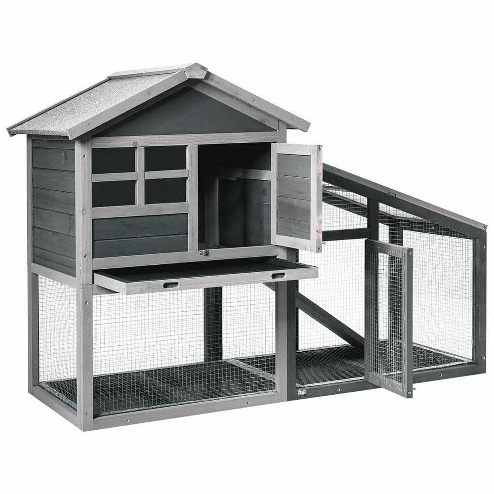 Wooden Chicken Coop with Ventilation Door and Removable Tray for Indoor and Outdoor by ANGELES HOME