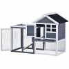 4 ft. x 2.1 ft x 2.9 ft. Small Animal House Wood Chicken Coop Rabbit Hutch with Tray and Ramp - Medium Gray by Angel Sar