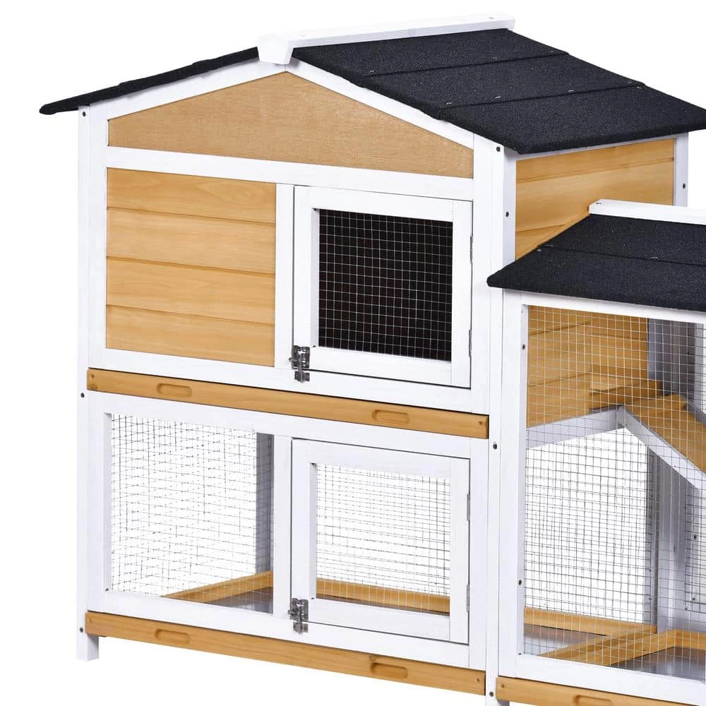 5.1 ft. x 1.7 ft x 3.1 ft. Small Animal House Pet Rabbit Hutch Wooden Chicken Coop with Tray and Ramp - Medium Natural by Angel Sar - Image 8