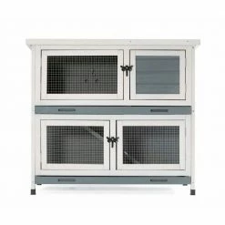 2-Layer Indoors and Outdoors Wooden Rabbit Hutches Wooden Pet House by Foobrues