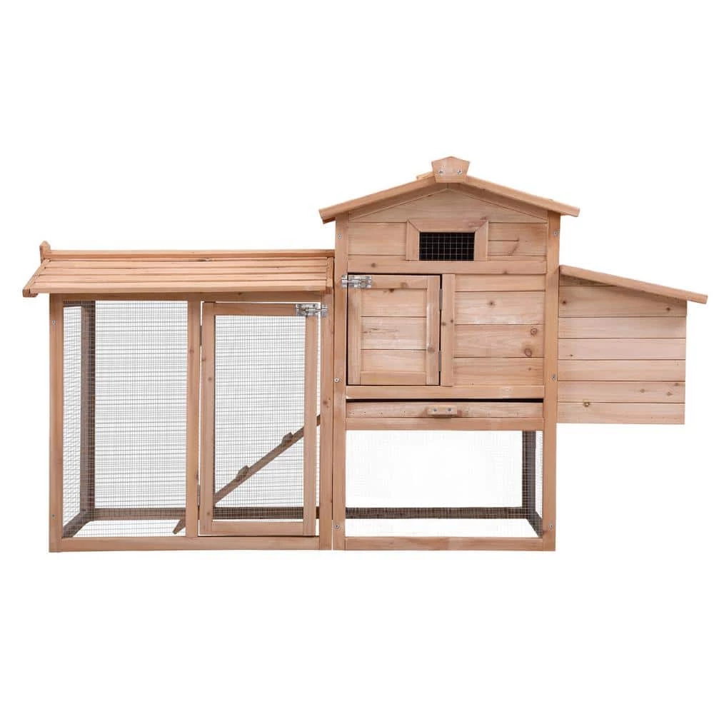 Rabbit Hutch, Outdoor Wooden Pet House Wooden Cage with Ventilation Gridding Fences, Openable Door by Amucolo