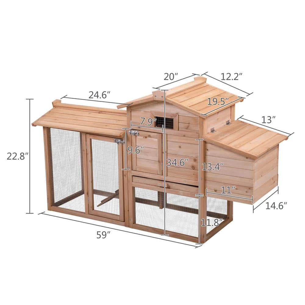 Rabbit Hutch, Outdoor Wooden Pet House Wooden Cage with Ventilation Gridding Fences, Openable Door by Amucolo - Image 2
