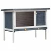 Outdoor Rabbit Hutch 1 Layer Gray Wood by Unbranded