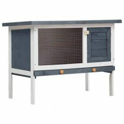 Outdoor Rabbit Hutch 1 Layer Gray Wood by Unbranded