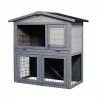 Gray Wooden 2 Story Design Outdoor Rabbit Guinea Pigs Hutch Ferrets by Foobrues