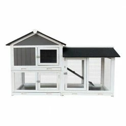 Wooden Outdoor Rabbit Hutch with Running Cage and Removable Tray Ramp by Amucolo