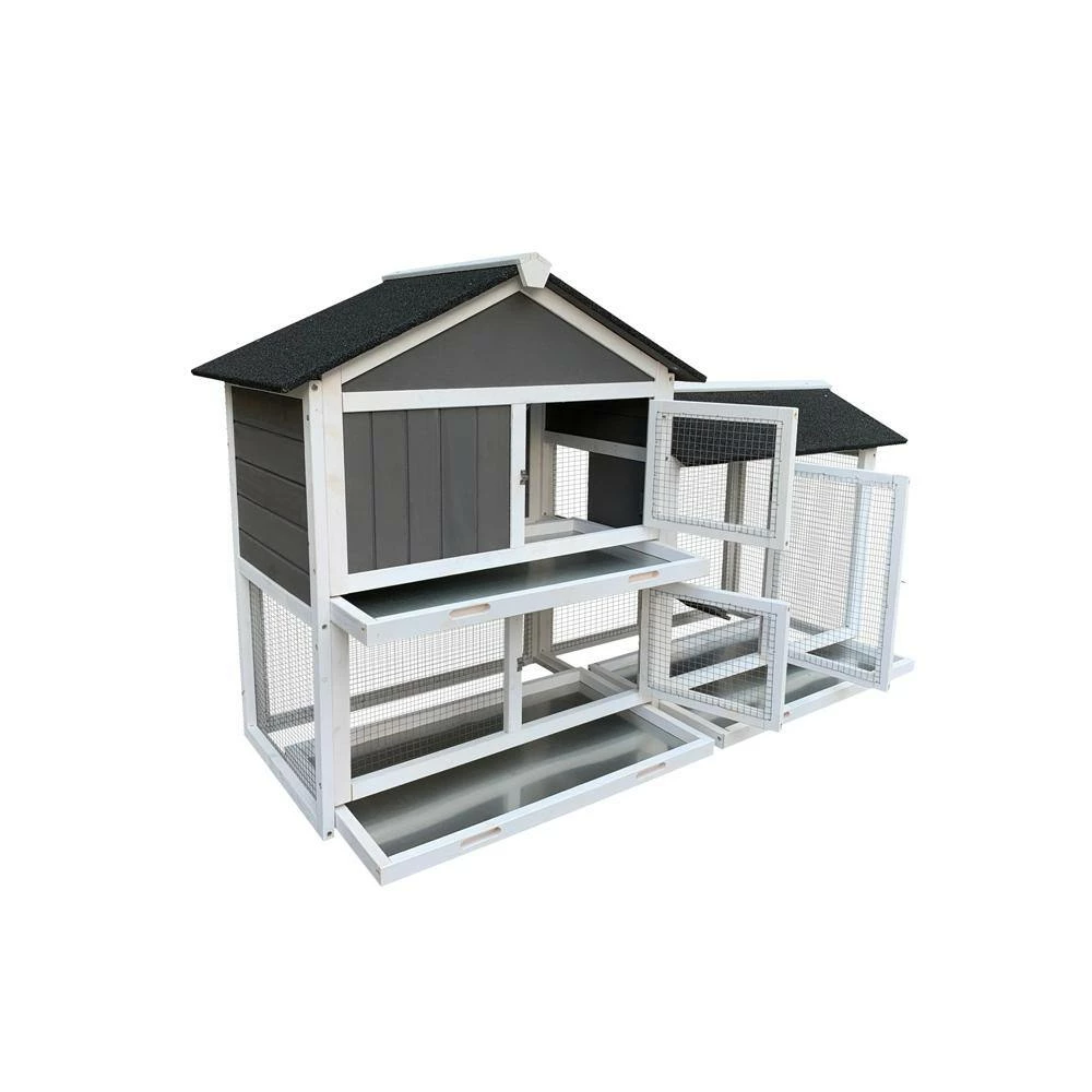 Wooden Outdoor Rabbit Hutch with Running Cage and Removable Tray Ramp by Amucolo - Image 5