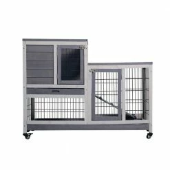 Wooden Outdoor Rabbit Hutch with Running Cage, Wheels and Removable Tray Ramp by Amucolo