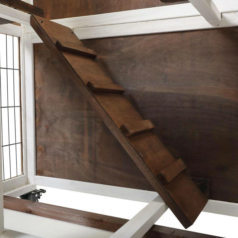 Outdoor Wooden Rabbit Hutch Chicken Coop with Removable Tray and Ramp by ANGELES HOME - Image 4