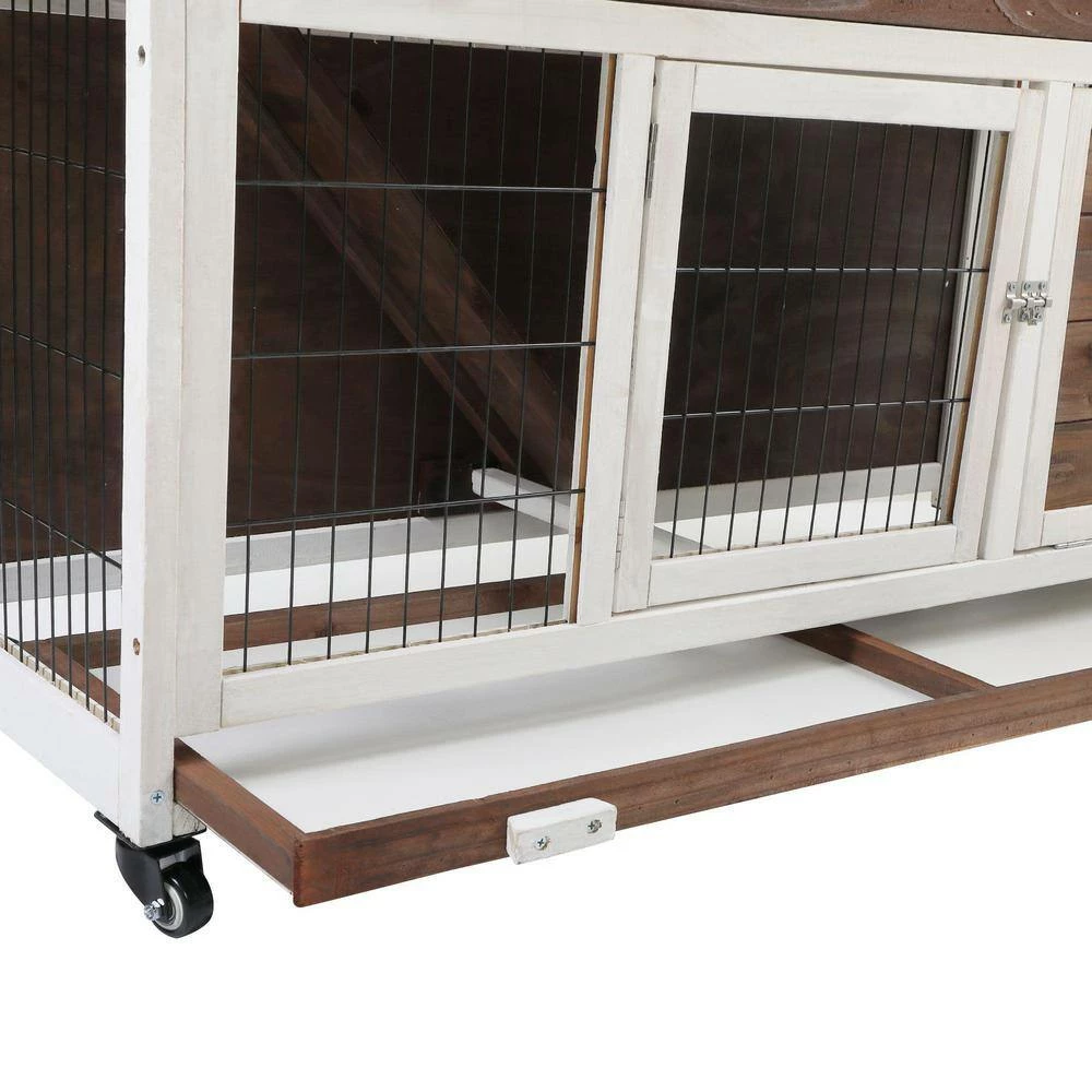 Outdoor Wooden Rabbit Hutch Chicken Coop with Removable Tray and Ramp by ANGELES HOME - Image 5