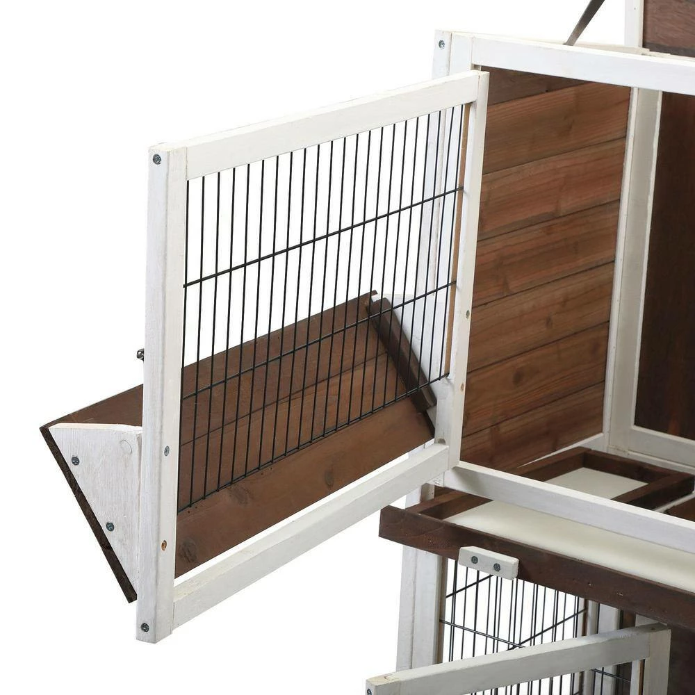 Outdoor Wooden Rabbit Hutch Chicken Coop with Removable Tray and Ramp by ANGELES HOME - Image 3