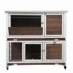 Outdoor Wooden Rabbit Hutch Chicken Coop with Removable Tray and Ramp by ANGELES HOME