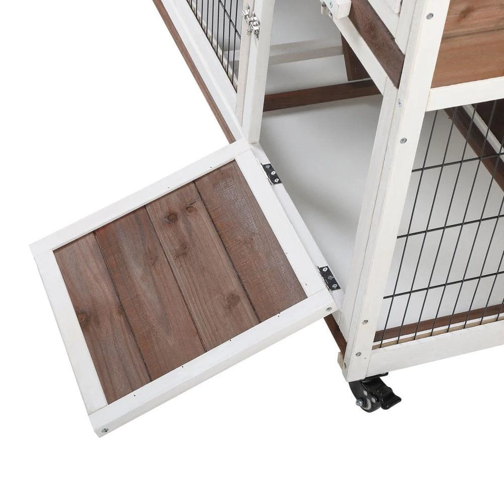 Outdoor Wooden Rabbit Hutch Chicken Coop with Removable Tray and Ramp by ANGELES HOME - Image 6