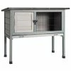 Wooden Elevated Rabbit Hutch Bunny Cage Small Animal House in Gray with Removable Tray by WELLFOR