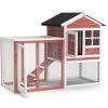 2-Story Wooden Rabbit Hutch Bunny Cage Small Animal House Shelter House in Auburn with Ramp and Removable Tray by WELLFOR