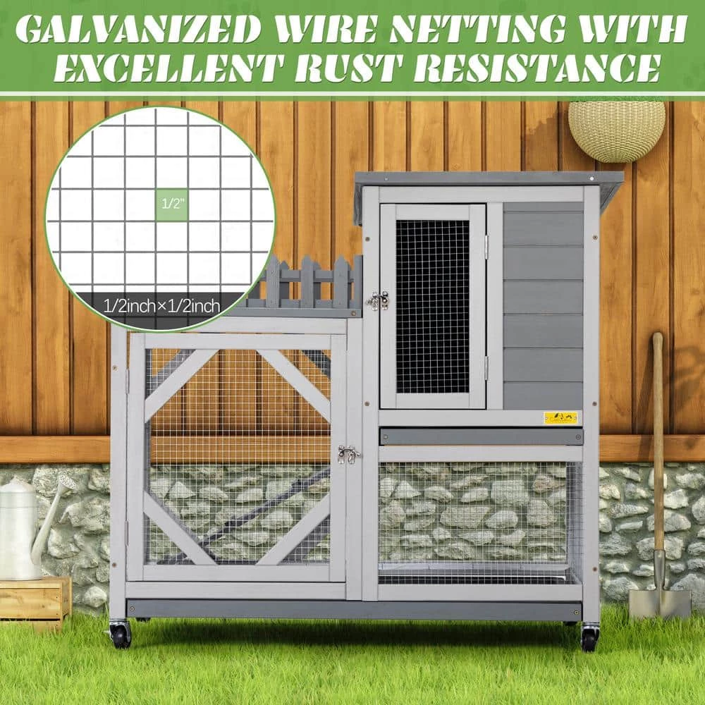 Rabbit Hutch with Balcony and Universal Wheels by COZIWOW - Image 6