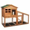 Rabbit Hutch Wood 2-Story Bunny House with Slant Sunlight Panel Orange by COZIWOW