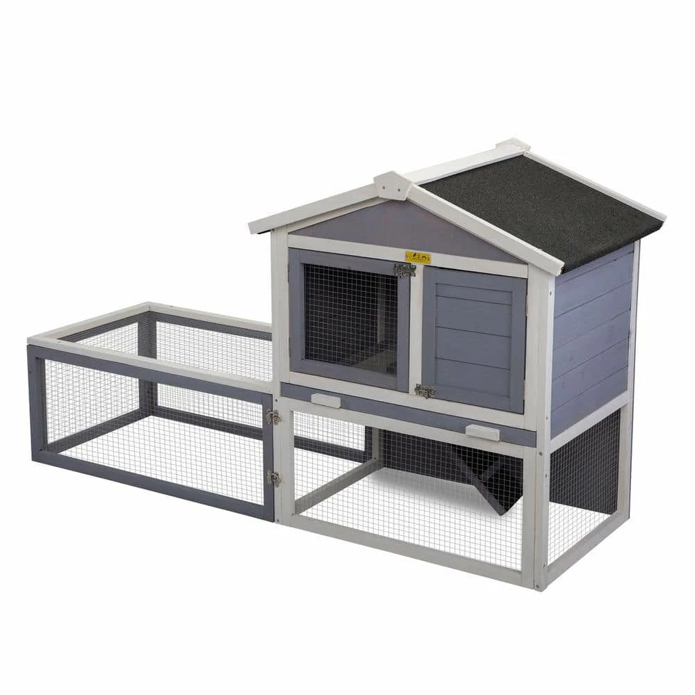 5 ft. x 1.9 ft. x 3 ft. Bunny House Small Animal House with Tray and Ramp by COZIWOW