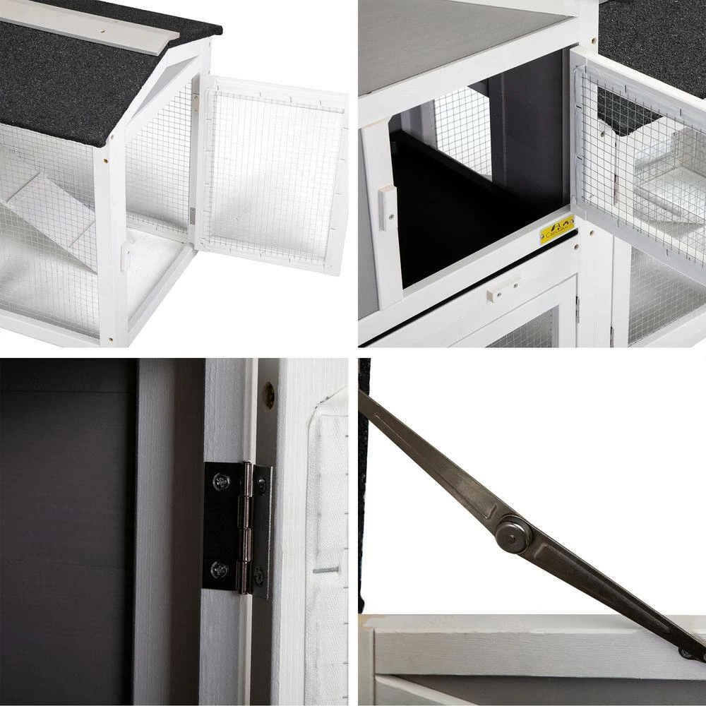 2-Tier Wooden Rabbit Hutch Pet House with Nest, Run and Tray by COZIWOW - Image 8