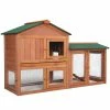 2-Tier Wooden Rabbit Hutch with Doors and Tray Orange by COZIWOW