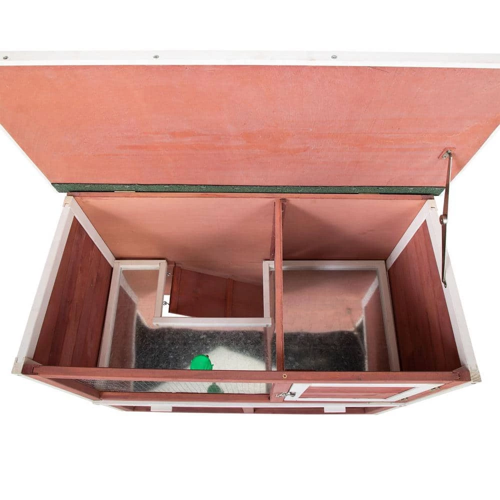 2.9 ft. x 1.4 ft. x 2.6 ft. 2-Tier Wood Bunny House Small Animal House by COZIWOW - Image 9