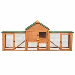 2-Story Rabbit House Pet Hutch with Ramps for Backyard Orange by COZIWOW