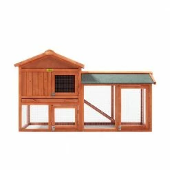 2-Tier Wooden Rabbit Hutch Outdoor Bunny Cage with Run Waterproof Roof by COZIWOW