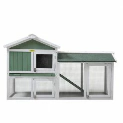 2-Tier Wooden Rabbit Hutch Bunny Cage with Waterproof Roof, Tray by COZIWOW