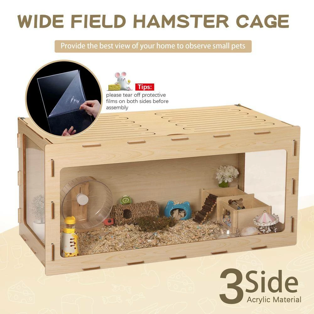 Wooden Hamster Cage Small Animal Hutch with Large Run Space by COZIWOW - Image 6