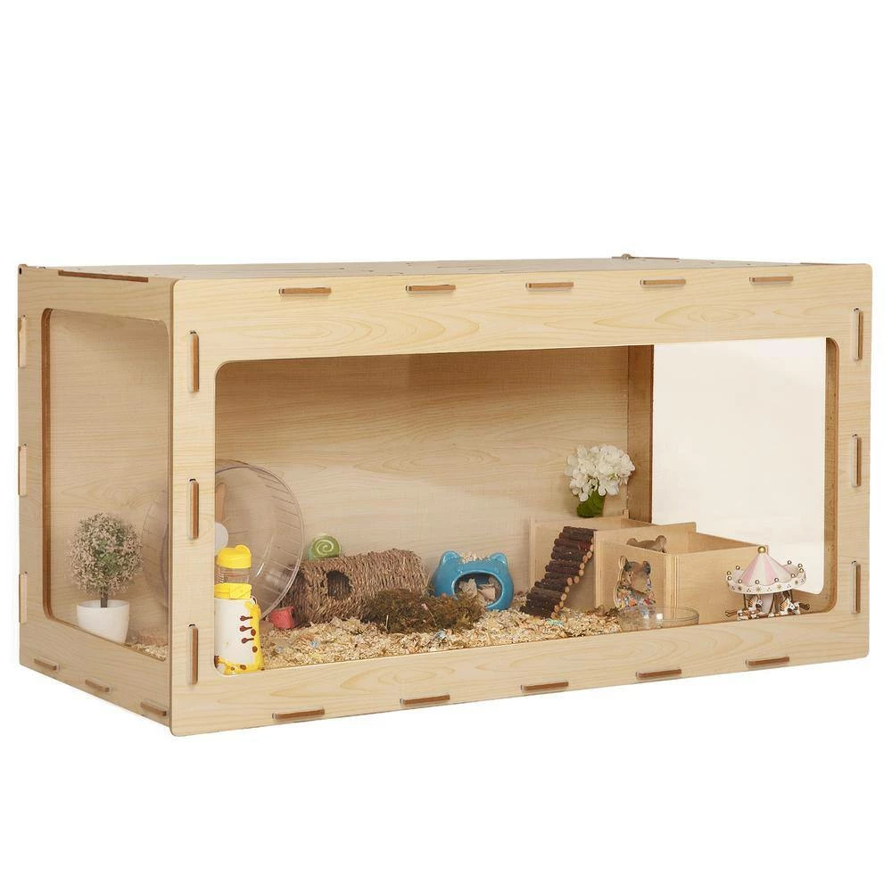 Wooden Hamster Cage Small Animal Hutch with Large Run Space by COZIWOW - Image 3