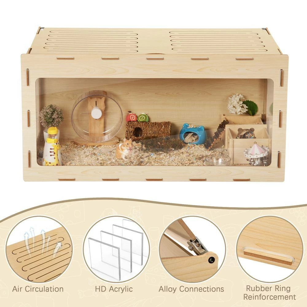Wooden Hamster Cage Small Animal Hutch with Large Run Space by COZIWOW - Image 7