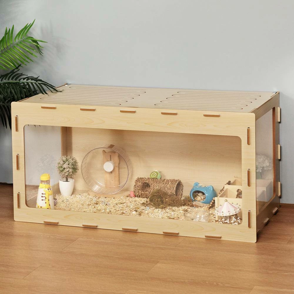 Wooden Hamster Cage Small Animal Hutch with Large Run Space by COZIWOW - Image 4