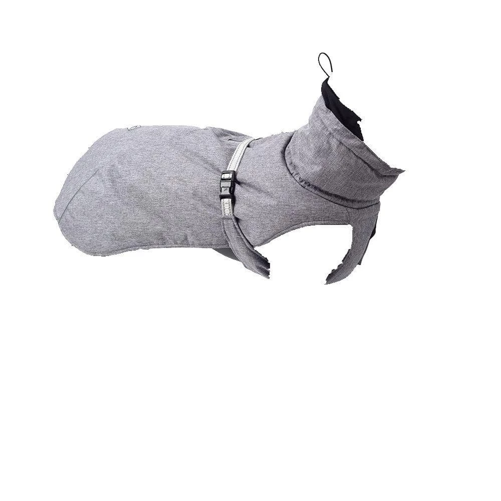 Size 2XL Gary Color Pet Dog Winter Jacket with Waterproof Warm Polyester Filling Fabric by Foobrues