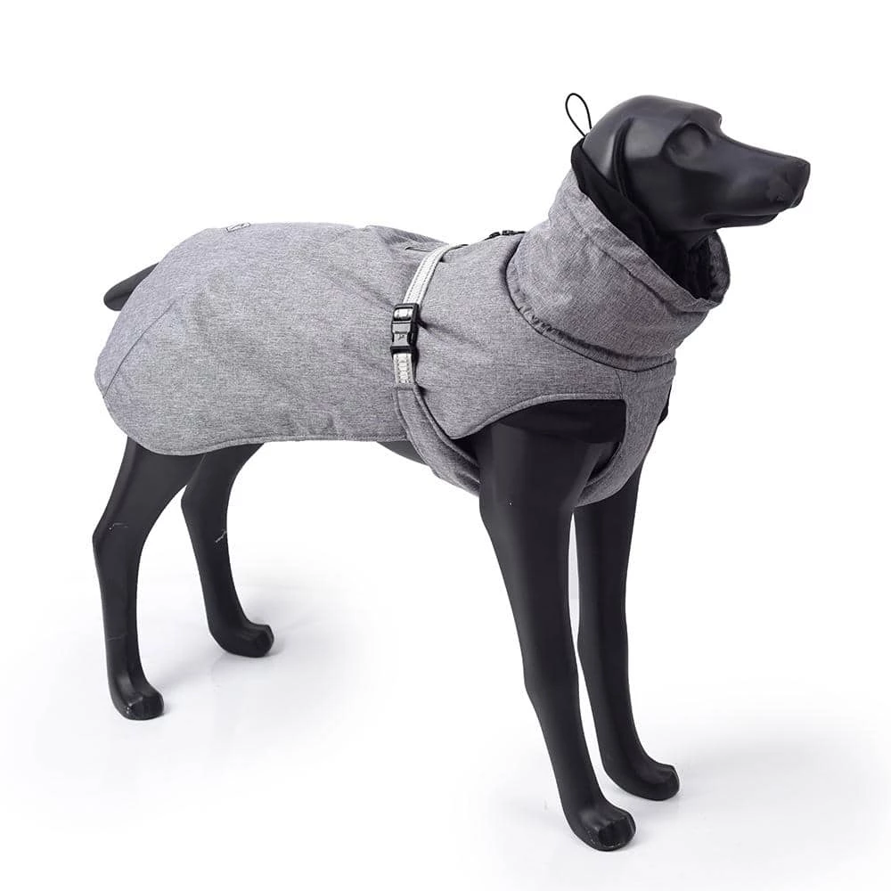 Size M Gray Cool Dog Winter Jacket with Waterproof Warm Polyester Filling Fabric by Foobrues - Image 4
