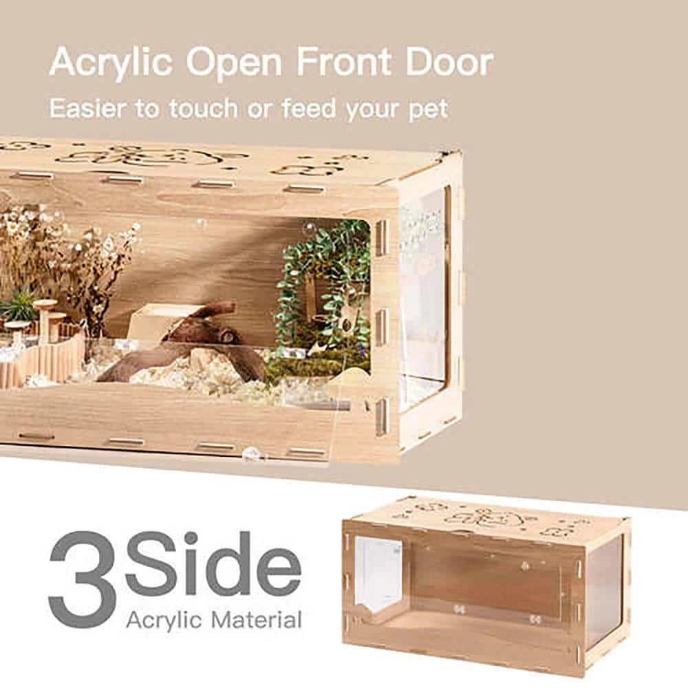 Hamster Cage Wooden Hamster House for Syrian Hamster Degus Mice or Other Similar-Sized Pets by Foobrues - Image 4