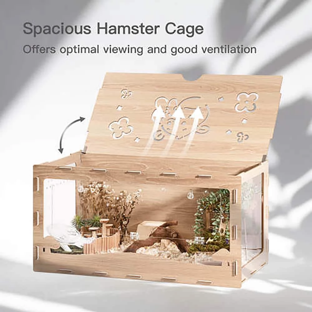 Hamster Cage Wooden Hamster House for Syrian Hamster Degus Mice or Other Similar-Sized Pets by Foobrues - Image 2