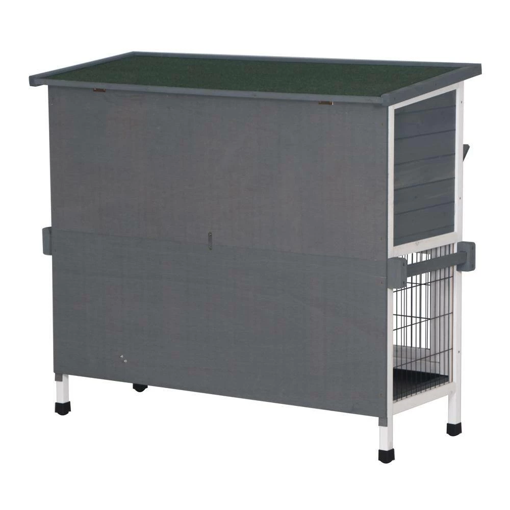 48 in. 2-Floors Wooden Rabbit Hutch Rabbit Hutch Chicken Coop House Wooden White Gray by Foobrues - Image 14