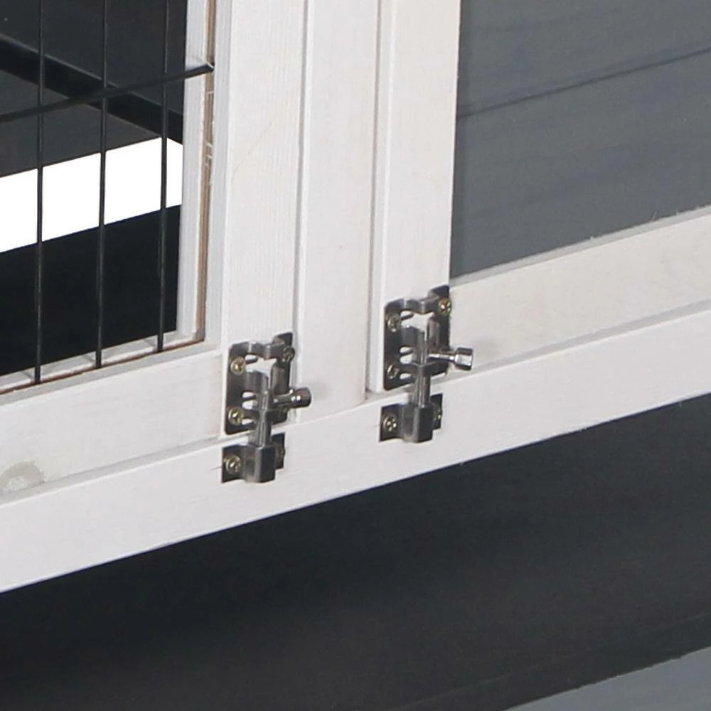 48 in. 2-Floors Wooden Rabbit Hutch Rabbit Hutch Chicken Coop House Wooden White Gray by Foobrues - Image 6