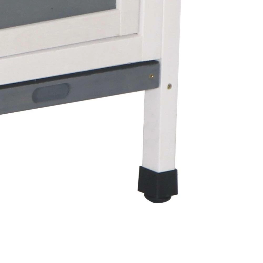 48 in. 2-Floors Wooden Rabbit Hutch Rabbit Hutch Chicken Coop House Wooden White Gray by Foobrues - Image 2