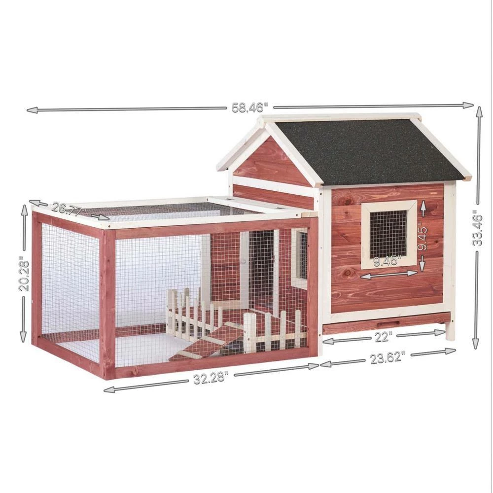 Wooden Small Animals House Pet Rabbit Hutch Chicken Coop with Run Play Area by maocao hoom - Image 4
