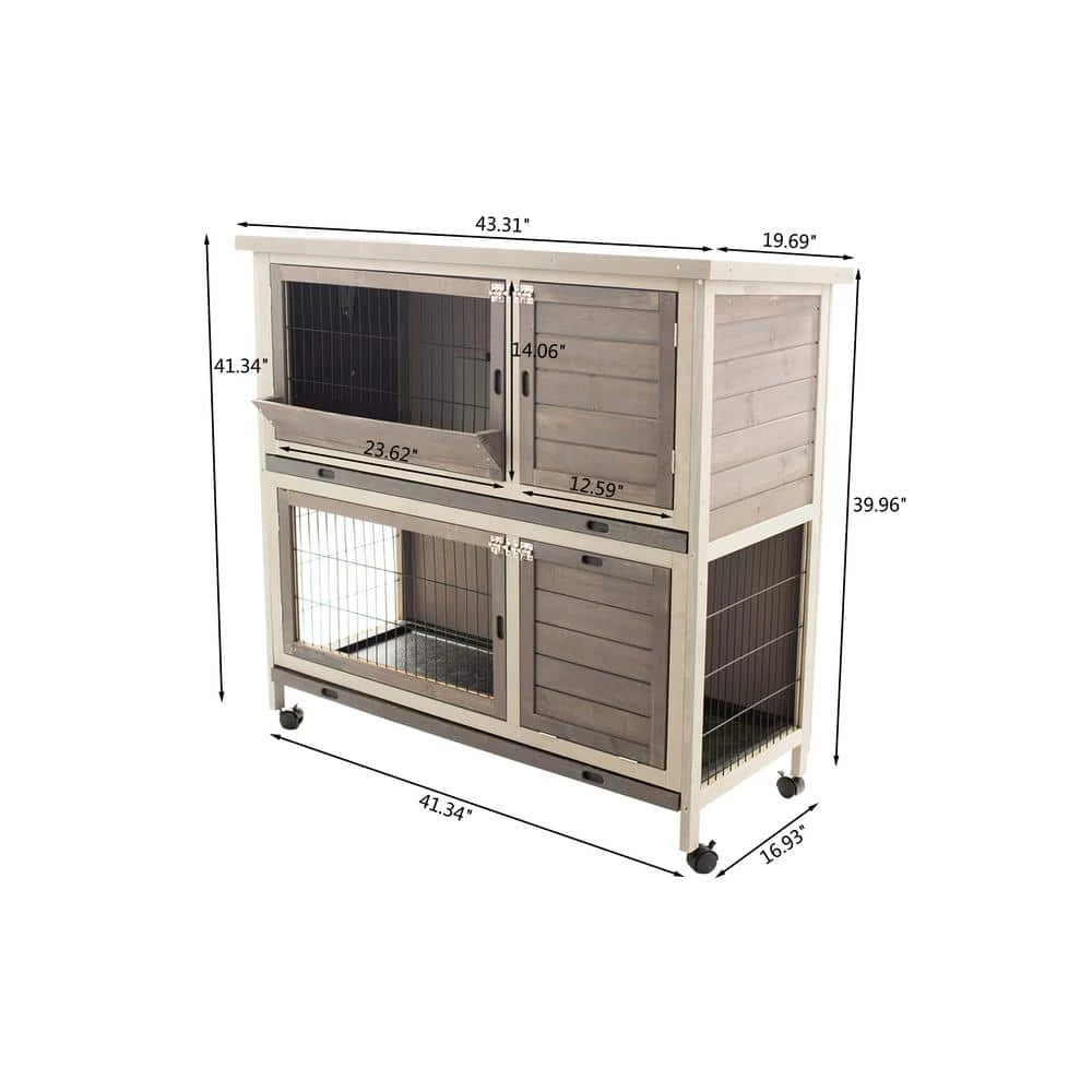 2-Tiers Wooden Small Animals House Pet Rabbit Hutch Chicken Coop with Run Play Area by maocao hoom - Image 5