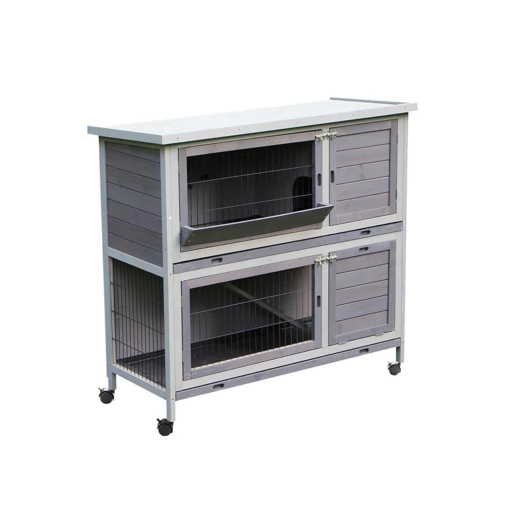 2-Tiers Wooden Small Animals House Pet Rabbit Hutch Chicken Coop with Run Play Area by maocao hoom