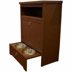 ECOFLEX Dog Food Pantry/Double Dog Bowl in Russet by New Age Pet