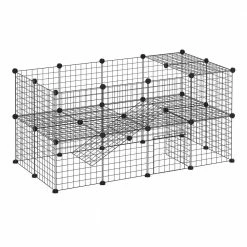 Metal Small Animal Cage 36 Panels Portable Metal Wire Yard Fence with Door and Ramp 14 x 14 in by PawHut