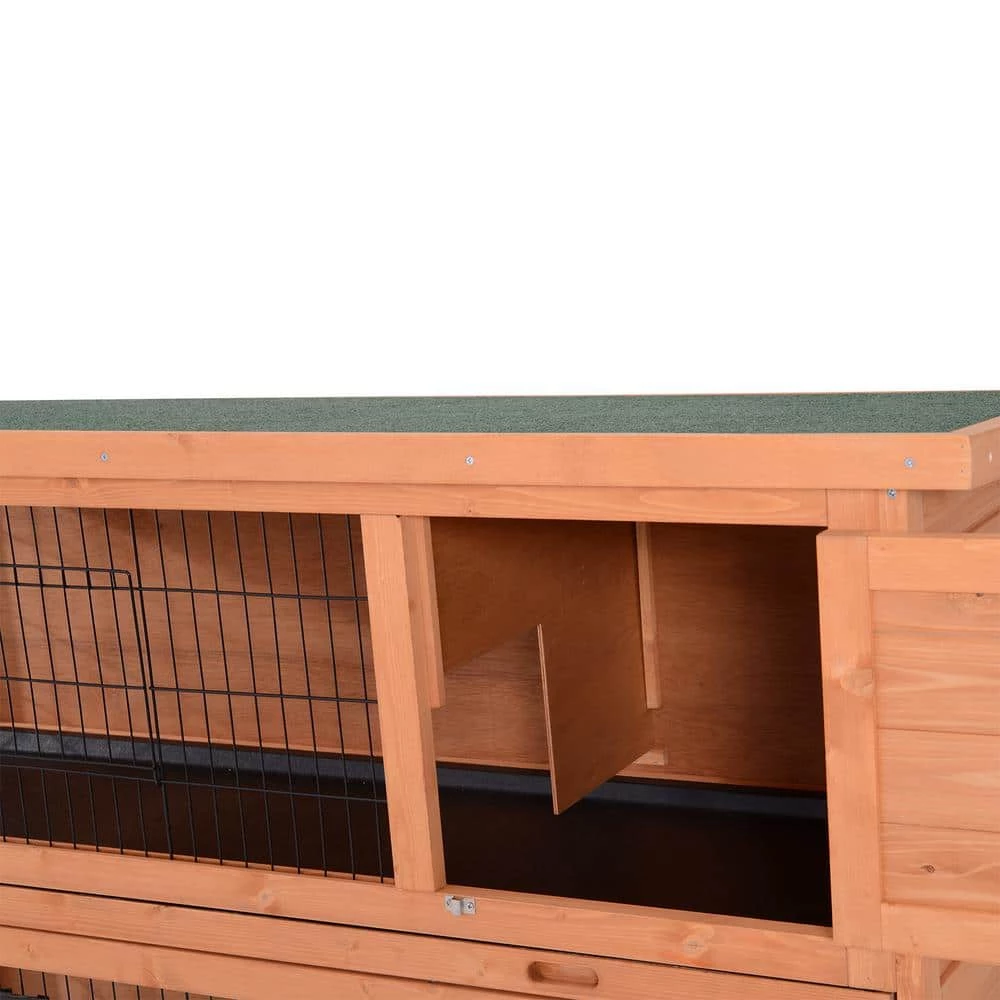 2-Floor Brown Wooden Small Animal Habitat with Lockable Doors Run Asphalt Roof - Large by PawHut - Image 7