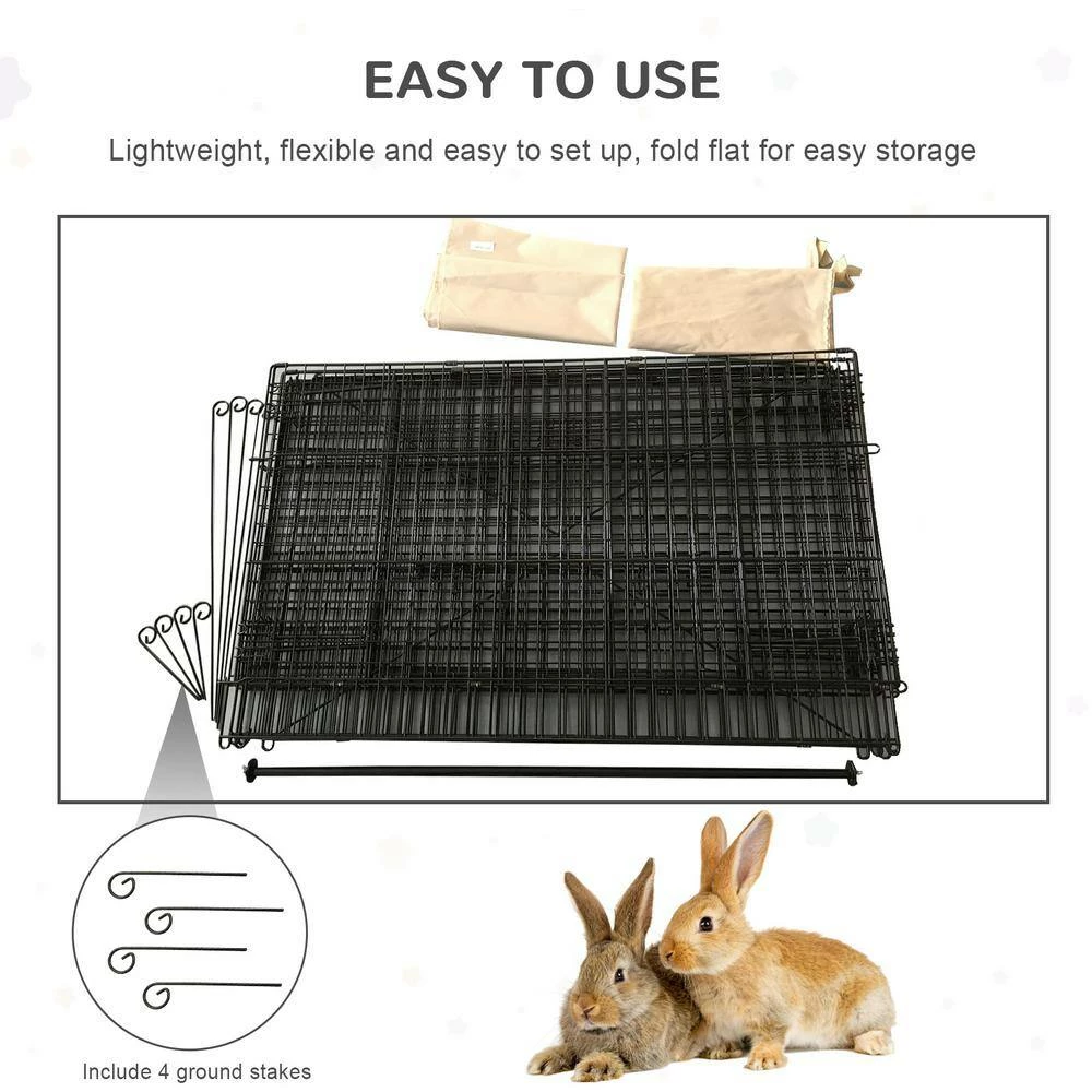 Outdoor Metal Chicken Coop Rabbit Playpen Enclosure Small Animal Kennel with Weather Proof Cover - 87 in. x 41 in. by PawHut - Image 7