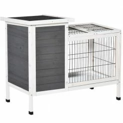 Indoor/outdoor 36" Rabbit Hutch Bunny Cage w/Weatherproof Roof Romevable Tray and Enclosed Run - 36.25"L x 20"W x 30"H by PawHut