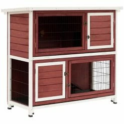 Outdoor/Indoor 2-Story Wooden Rabbit Hutch w/Ramp, No Leak Tray, Weatherproof & Openable Top - 48" L x 19.75" W x 41" H by PawHut