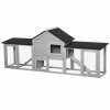 83" Wooden Rabbit Hutch Large Bunny Hutch House with Double Run, Removable Tray and Waterproof Roof for Outdoor - Large by PawHut
