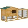 Outdoor 2 Levels Wooden Rabbit Hutch w/Run Space, Removable Tray, Ramp and Waterproof Roof -59" L x 20.75" W x 26.75" H by PawHut